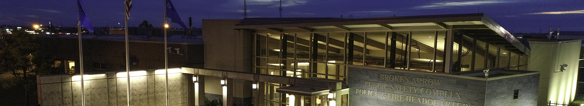 Police and Fire Headquarters at dusk