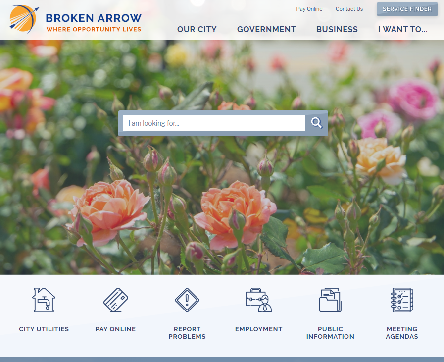 Screengrab of the new BrokenArrowOK.gov homepage