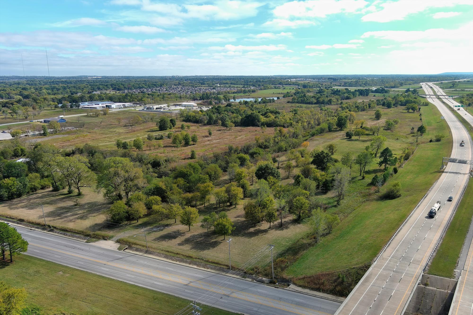 Aerial view of land east of Creek Turnpike south of Kenosha Street