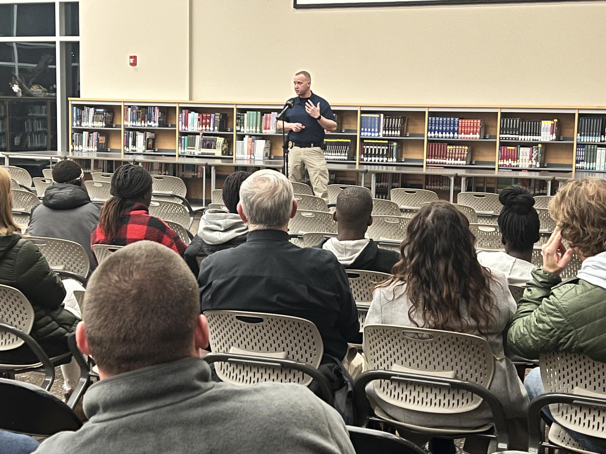 Broken Arrow Police Department's Eric Nester speaks during the Fentanyl Forum