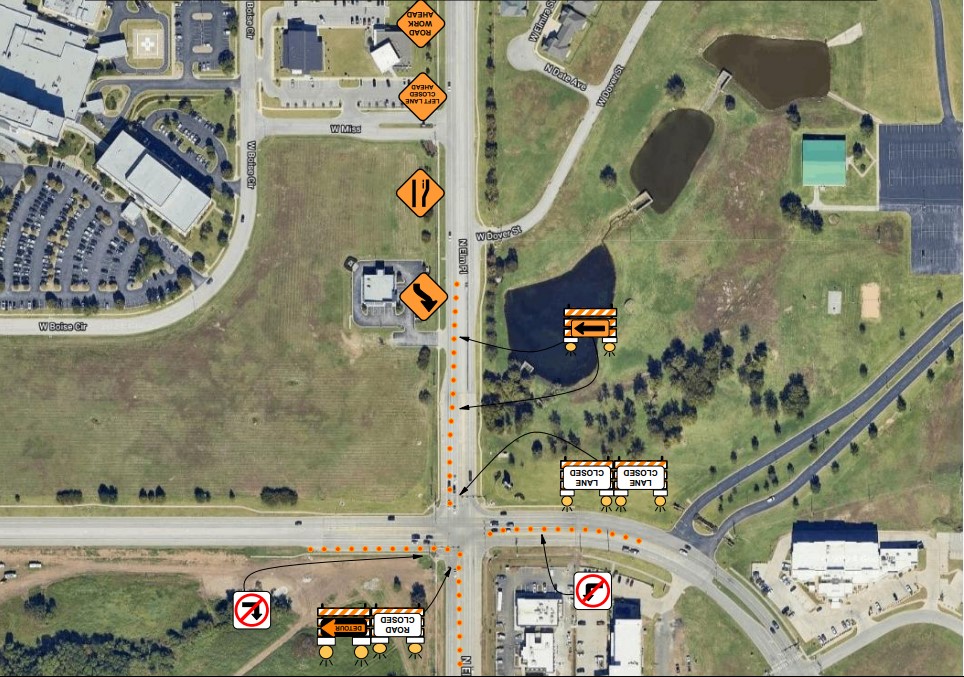 Elm Place lane closure map 1